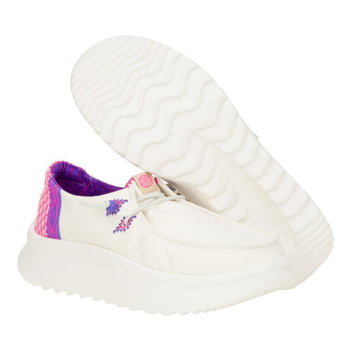 Wendy Peak Chambray Woven - White/Pink - 2