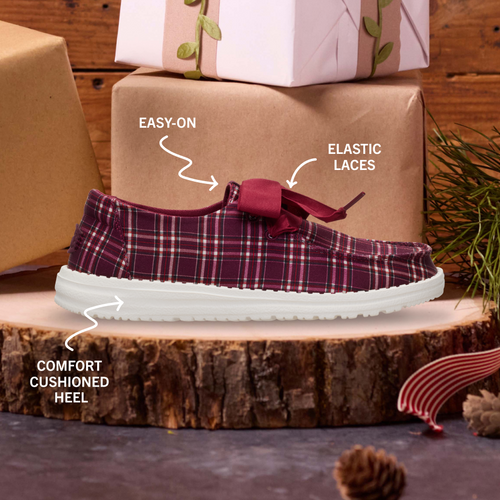 Wendy Holiday Bow - Red Plaid/Burgundy - 2