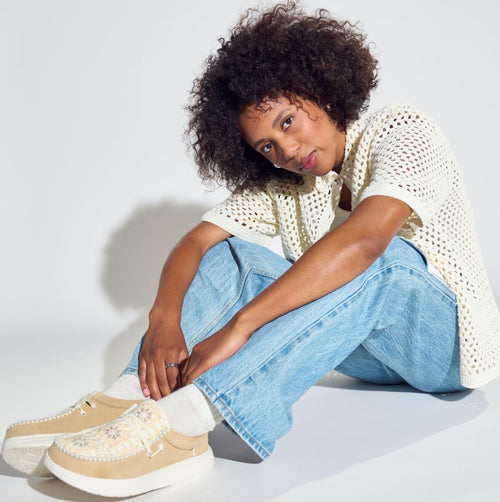 Wendy Comf Suede Crochet - Irish Cream/Multi - 2